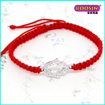 Schöne billige Zinklegierung Silber Charm Red Seilarmband